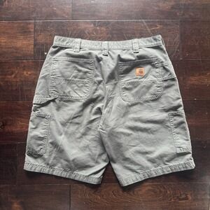 Carhartt Shorts Men's 36 Gray Canvas B147 Fat Original Fit Utility Work Leather
